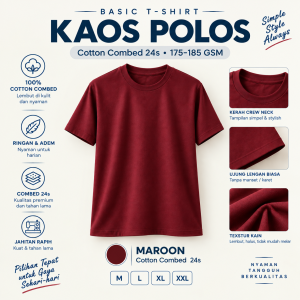 Kaos polos maroon
