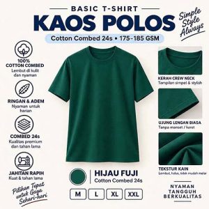 Kaos Polos Cotton Combed 24s warna hijau Fuji