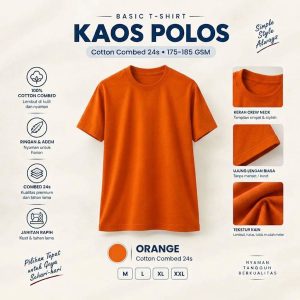 Kaos Polos Cotton Combed 24s - Warna Orange