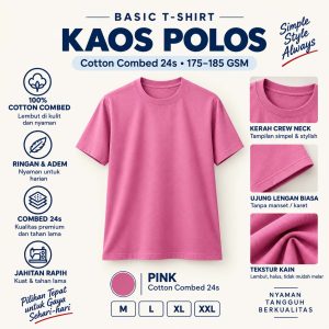 Kaos Polos Cotton Combed 24s - Warna Pink